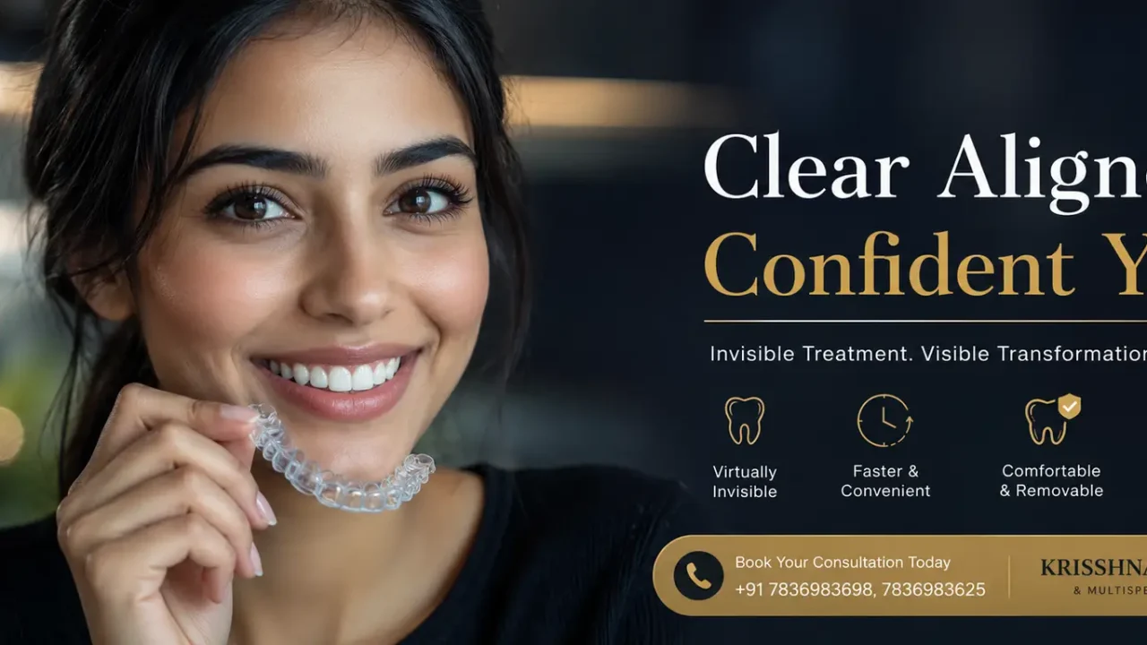 Thinking about straightening your teeth without braces? Schedule a Clear Aligner Consultation at Krisshnaa Dental & Multispeciality Care. Call +91 7836983698 or +91 7836983625 today.