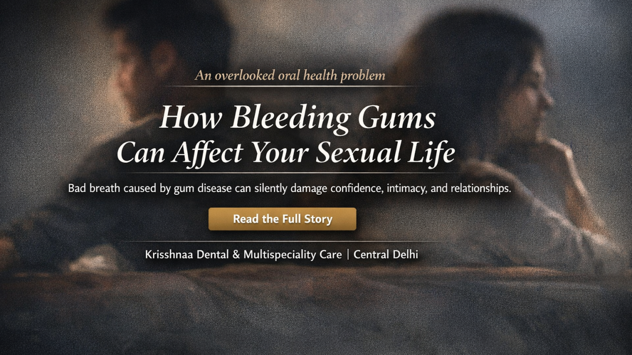 showing emotional distance between a couple highlighting how bleeding gums and bad breath affect relationships