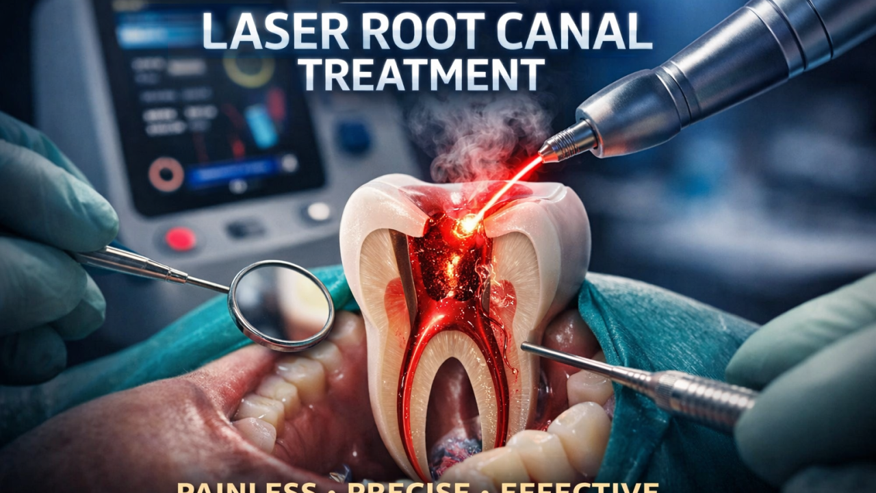 Experience painless laser root canal treatment in Central Delhi at Krisshnaa Dental & Multispeciality Care. Advanced technology, superior precision, and faster recovery for long-term dental health.