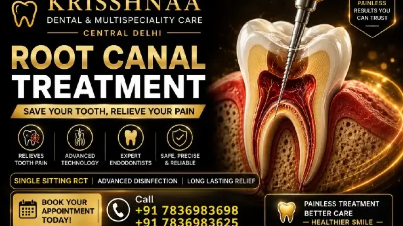 Advanced root canal treatment in Central Delhi at Krisshnaa Dental & Multispeciality Care for tooth pain and infected teeth